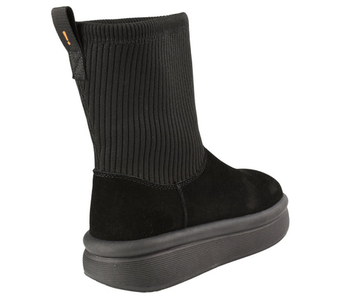 Ghete sport, dama, PASS COLLECTION, Z870008A, negru, piele intoarsa